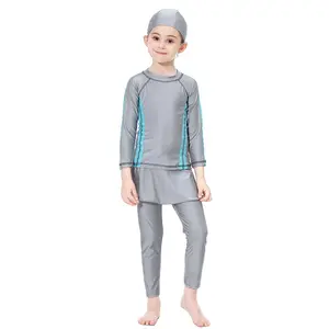 Aangepaste Mum En Dochter Kids Meisjes Jeugd 3-pc Moslim Badmode Met Hijab Badmuts Islamitische Kinderen Beachwear Badpakken