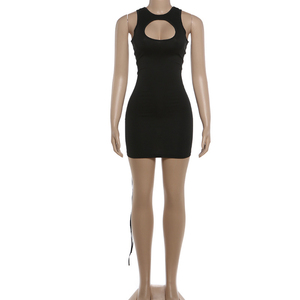 Robe d'été pour femmes Viviblook Z406DS, nouvelle robe sexy à découpes, à lacets, couleur unie, mini robe moulante pour soirée en boîte de nuit - Product Image 3