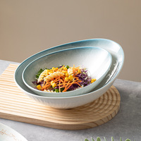 Creatieve hoogwaardige textuur schattig design magnetronbestendige snack schaal zandloper diagonaal salade thuis restaurant keramiek noedelsoep