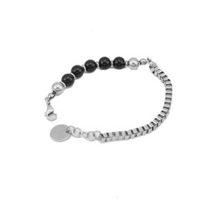 New Popular Design Spliced Black Bead <b>Chain</b> Bracelet <b>Titanium</b> Steel Silver Plated Unisex's Bracelets Simple Jewelry Wholesale - Product Image 6