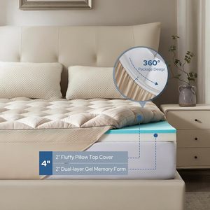 Bedlore <span class=keywords><strong>4</strong></span> <span class=keywords><strong>inch</strong></span> Bộ nhớ bọt Nệm Pad & Topper tre vải siêu thoải mái nệm nhà máy bán buôn giá tùy chỉnh kích thước - Product Image 5