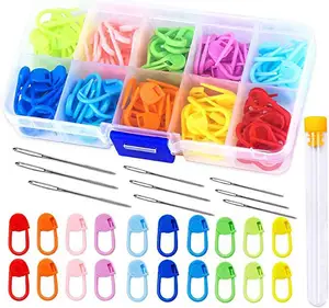 Color weaving tool accessories 10 colors 120 plastic Stitch marker pressing buckle DIY knitting supplies boxed