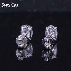 Pendientes de Diamantes Cultivados en Laboratorio StarsGem, Oro Sólido de 9K, 0.7ct*2, DEF VS, Corte Ovalado, 4 Puntas, Solitario Clásico, Unisex - Product Image 5