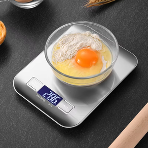 ใหม่ 5 กก./1 ก. เครื่องชั่งครัวแบบพกพา เครื่องชั่งกาแฟอิเล็กทรอนิกส์ พื้นผิวสแตนเลส จอ LCD มีไฟแบ็คไลท์ เครื่องชั่งอาหารในครัว เครื่องมือชั่งน้ำหนัก - Product Image 1