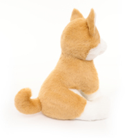 Vente en gros de peluches simulées de chiens Akita japonais, adorables jouets en peluche assis avec une queue moelleuse, logo personnalisé