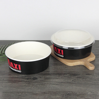 Bols en papier jetables écologiques imprimés sur mesure noirs pour salade à emporter avec couvercle assorti