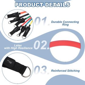 Fitness Tube Pull up Assistant <b>Bands</b> Set 150lbs Strength Training Gym <b>Exercise</b> Resistance <b>Bands</b> Body Building Workout Home - Product Image 3