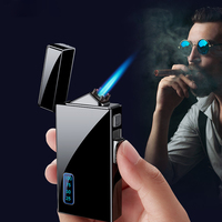 Briquet double électrique et à gaz, briquet métallique coupe-vent sans flamme, affichage de la puissance, recharge USB, briquet au plasma au butane
