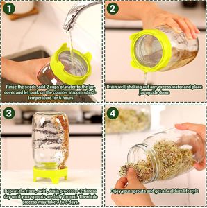 Tapa de germinación dedicada <span class=keywords><strong>para</strong></span> frascos de boca ancha, cultive sus propios brotes de alfalfa y ensalada - Product Image 6