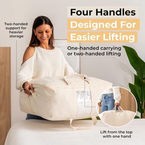Sacs de rangement en toile avec fermeture éclair et fenêtre transparente, empilables, pour draps, couvertures, literie, oreillers, vêtements - Product Image 5