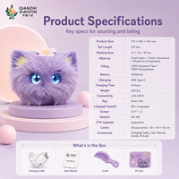 Chat électronique en peluche IA, triple personnalité, divination, capteur tactile, plus de 80 langues, clonage vocal, longue durée
