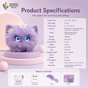 Gatto Elettronico AI Viola Interattivo con Tripla Personalità, Sensore Tattile per Previsioni del Futuro, Clonazione Vocale in Oltre 80 Lingue e Memoria a Lungo Termine - Product Image 3