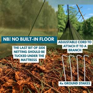 Mosquitera para exteriores, mosquitera para cama <span class=keywords><strong>de</strong></span> camping, mosquitera verde con bolsa <span class=keywords><strong>de</strong></span> almacenamiento, 4 estacas para el suelo, tienda <span class=keywords><strong>de</strong></span> campaña individual. - Product Image 4