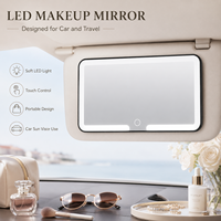 Miroir cosmétique portable à LED pour pare-soleil de bureau, avec grossissement, design pliable, fixation par clip, installation facile, accessoire de vanité