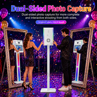 Photomaton professionnel en métal durable avec double écran, écran tactile 15,6 pouces, dissipateur thermique, éclairage RGB, impression instantanée, idéal pour événements et mariages haut de gamme