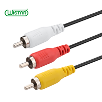 Câble AV HD DVD WISTAR 1,5 m en cuivre noir 3RCA vers 3RCA mâle vers mâle pour connexions audio vidéo, câbles de communication