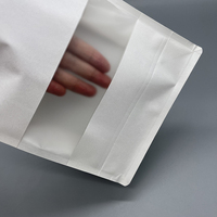Vente en gros de sac debout avec logo personnalisé sac en papier kraft blanc à fond plat sac d'étanchéité à huit côtés avec fenêtre transparente à l'avant