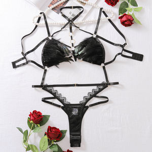 Body de lencería sexy para adultos, cuerpo de plumas sobre el pecho, lencería sexy de vendaje nocturno para atrapar a Sissy, disfraz erótico - Product Image 4