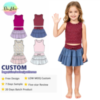 Conjunto de Yoga Personalizado con Logotipo para Niños, Ropa Deportiva para Niñas, Diseño Festoneado, Ropa Deportiva Infantil