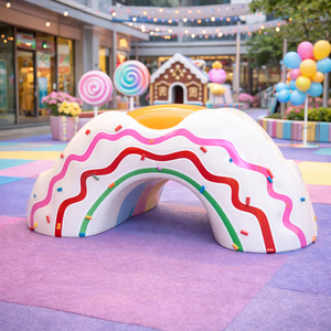 Scultura a tunnel a forma di <span class=keywords><strong>ciambella</strong></span> arcobaleno, simpatica ed ecologica, per parco giochi per bambini, accessorio personalizzato in fibra di vetro per parco a tema dolciario - Product Image 2