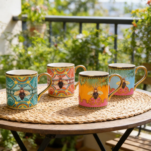 Couple Coffee Cup Saucer Set Trendy New Gold Head Creative Personality Gift Tea Cup For Couple Wholesale - Product Image 2