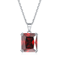 Collier en argent sterling 925 avec pendentif rectangulaire en zircone et 12 pierres de naissance, vente en gros de bijoux