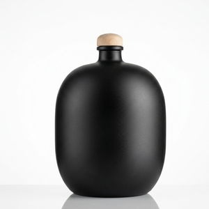 Botella de Vidrio Negra Mate de 500ml y 250ml, Botella de Vidrio Vacía de Cuello Corto para Vino, <span class=keywords><strong>Vodka</strong></span> y Licores, Fabricante de Botellas de Vidrio OEM - Product Image 2
