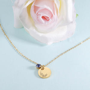 Go Party gioielli in acciaio inossidabile 12 mesi collana di fiori di <span class=keywords><strong>nascita</strong></span> collane con ciondolo a disco in pietra di <span class=keywords><strong>nascita</strong></span> <span class=keywords><strong>regalo</strong></span> di compleanno per ragazze da donna - Product Image 4