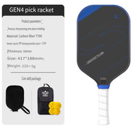 Raquette de pickleball en fibre de carbone T700 avec noyau interne GEN4 amélioré, fabriquée en usine, pour l'extérieur
