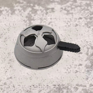 Accessoires pour fumer Shengling, bol à charbon en alliage d'aluminium avec poignée pour chicha, finition argentée et noire mate - Product Image 3