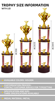 Nouveau trophée en métal de prix de sports de football multicouche de conception unique grand avec tasse haute de base en bois de logo personnalisé