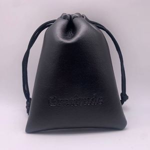 Best Selling Custom Velvet PU Leather <b>Drawstring</b> Headphone <b>Pouch</b> Screen Printed Design Cheap Custom Dust Bag for Jewelry Gift - Product Image 4