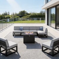 Ensemble de mobilier de patio modulable en aluminium, luxe moderne, résistant aux intempéries, avec sièges profonds, pour jardin, terrasse, balcon, véranda