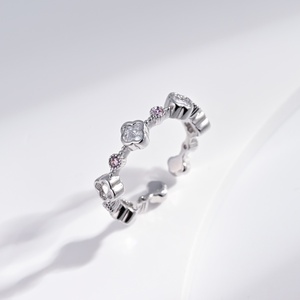 OEM plata 925 sterling Silver Flower Shape clover <b>ring</b> Bezel Setting <b>open</b> natural stone ladies dainty pearl retro unique <b>rings</b> - Product Image 1