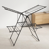 Nouvelle conception, séchoir à linge pliable à double niveau en métal de 20 m, pour l'intérieur et l'extérieur, salle de bain