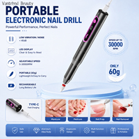 Elektrische draagbare nagelboormachine nagelvijlset 30000RPM USB oplaadbaar acryl gel nagels nagelriem dode huid verwijdering