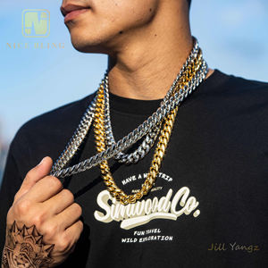 Collar chapado en oro de 18K, cadena de eslabones cubanos de calidad 5A + CZ, collar de moda Hip Hop de acero inoxidable 316L para hombres y <span class=keywords><strong>mujeres</strong></span> - Product Image 3