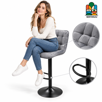 Tabouret de bar pivotant, hauteur réglable, revêtement en velours, capitonné en losanges, base en métal, chaises de bar commerciales