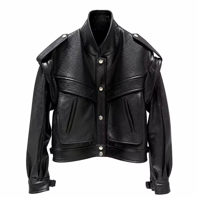 Factory Directly Sale Autumn Windproof Genuine Sheepskin Leather Motorcycle Jacket Custom Casual Black Leather Jacket for Women