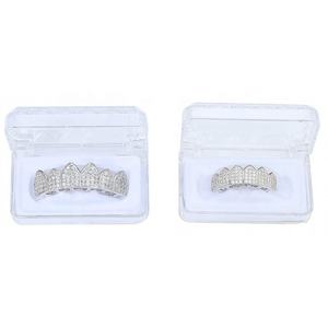 Laiton plaqué <span class=keywords><strong>or</strong></span> véritable 18 carats avec prothèses hip hop bling zircon et crocs d'halloween dents grillz avec étui emballé individuellement - Product Image 6
