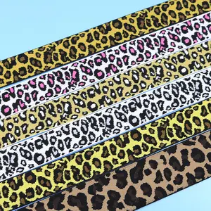 New leopard printed elastic band 2.5CM wide woven leopard pattern adjustable jacquard elastic band for garment accessories