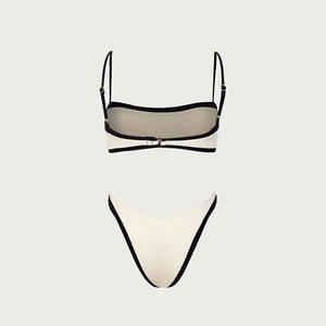 Nieuwe Minimalistische Zwart-Wit Patchwork Bikini Elegant Eendelig Badpak Met Hoge Taille Voor Dames 2024 - Product Image 6