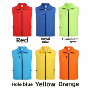 Chalecos de bolsillo con cremallera de poliéster transpirable personalizados, mono de trabajo a prueba de viento para actividades de grupo con logotipos impresos - Product Image 4