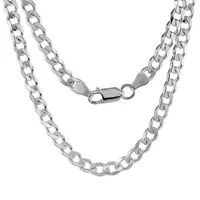 Italian Cuban Curb Link Chain Necklace, 925 Sterling Silver