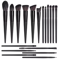 DailyQueen 18-Piece Private Label Synthetic Kabuki Foundation Face Brushes Champagne Brown Coffee Powder Blush Eye Shadow.