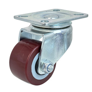 2 inch polyurethane low Center of Gravity Universal Wheel Heavy-Duty Brake Caster PVC Industrial Trolly Brake castors - Product Image 1