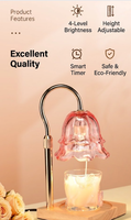 Lampe chauffe-cire en vitrail, réglable en hauteur, à intensité variable, avec minuterie, sans fumée, sûre, pour la décoration intérieure et comme cadeau