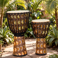 High Quality African Drum Set with Chrome Stand, Professional Percussion Instrument for Latin, Salsa, Jazz Music