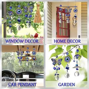 Grand D-Evil Eye Suncatcher boule de cristal carillon éolien bleu oeil papillon attrape-soleil pour la maison décoration murale voiture suspendue - Product Image 3