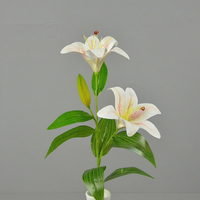 Arrangements floraux artificiels en PVC à 3 têtes de lys, avec panier-vase, pour décoration intérieure, toucher doux, fleurs transfrontalières, vente en gros pour mariages